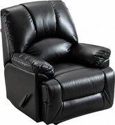 Fotoliu Masaj si Incalzire, Recliner, suport picioare extensibil, Air PU Premium, Negru