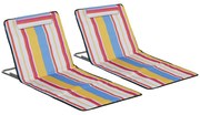 Outsunny Set 2 Șezlonguri de Plajă cu Spătar Reglabil pe 5 Niveluri, Tetieră și Geantă de Transport, 124x53x35-45 cm, Multicolor | Aosom Romania
