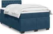 vidaXL Pat box spring cu saltea, albastru închis, 120x190 cm, catifea