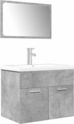 vidaXL Set mobilier de baie, 3 piese, gri beton, lemn compozit