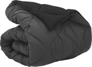 vidaXL Duvet de iarnă Negru și antracit 135 x 200 cm Microfibră