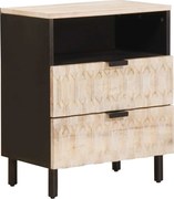 vidaXL Dulap de noapte Alb 50 x 33 x 60 cm Lemn de mango solid