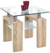 Măsuță de cafea DIANA, 55x60 cm, stejar sonoma/sticlă transparentă