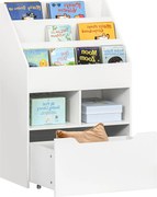 HOMCOM Raft pentru copii cu sertar, Raft pentru cărți cu rafturi, 60 x 29,9 x 90 cm, Alb | Aosom Romania