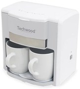 Cafetiera cu doua cesti Techwood TCA-202, 500W, Filtru permanent, Alb