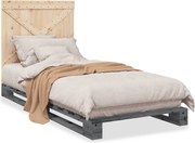 vidaXL Cadru de pat cu tăblie, gri, 90x200 cm, lemn masiv de pin