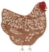 Covor pentru copii maro lavabil, țesut manual din bumbac 110x100 cm Chicken – Lorena Canals