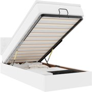 vidaXL Pat otoman cu saltea, alb, 90x200cm, piele ecologică