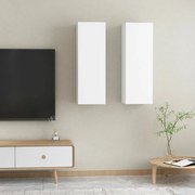 vidaXL Comode TV, 2 buc., alb, 30,5x30x90 cm, lemn prelucrat