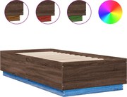 vidaXL Cadru de pat cu lumini LED stejar maro 100x200cm lemn prelucrat
