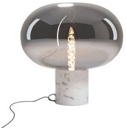 Veioza moderna din sticla si marmura MOONSTONE fumuriu, alb