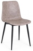 Scaun dining negru / bej din piele ecologica si metal, Kyra Bizzotto