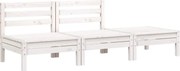 vidaXL Canapea de grădină cu 3 locuri, alb, lemn masiv de pin