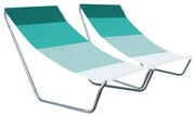 Set de 2 sezlonguri pliante pentru plaja SAND, dungi verzi