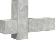 vidaXL Set de dulapuri TV, 3 buc., gri beton, lemn prelucrat