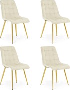 Set 4 Scaune Bucatarie/Dining Spirit Catifea Bej, Picioare Metalice, Finisaj Auriu
