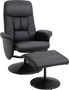 HOMCOM Fotoliu Relax Rotativ 360° din Metal și Piele Sintetică, cu Suport pentru Picioare, Spătar Reglabil, Negru | Aosom Romania