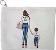 Portfard Cosmetice tip Plic, model Mother of a prince, 23x18 cm, Alb, BEKZ®