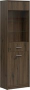 Vitrina NEPO PLUS, stejar nobil, PAL laminat/sticla, 60x34x197 cm