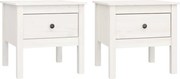 vidaXL Mese laterale, 2 buc., alb, 50x50x49 cm, lemn masiv de pin