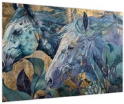 Tablou - Cai cu fundal auriu (90x60 cm)
