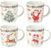 Set de 4 căni din porțelan North Pole 370 ml