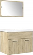 vidaXL Set mobilier de baie, 3 piese, stejar sonoma, lemn prelucrat
