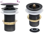 vidaXL Ventil scurgere push, fără preaplin, negru 6,4x6,4x9,1 cm