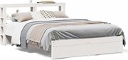 vidaXL Cadru de pat cu tăblie, alb, 150x200 cm lemn masiv pin