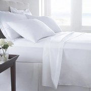 Lenjerie de pat pentru doua persoane, Boutique Percale, 4 piese, amestec bumbac, TC 200, 130 gr/mp, alb