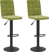 vidaXL Scaune de bar, 2 buc., verde deschis, catifea