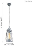 Eglo 49214 - Lustra BRADFORD 1xE27/60W/230V