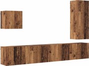 vidaXL Unitate TV de Perete Pe perete 5 pcs Lemn Vechi Lemn compozit