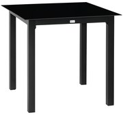 Outsunny Masă de grădină pătrată pentru 4 persoane cu blat din sticlă securizată și cadru din aluminiu 80 x 80 x 74 cm negru | Aosom Romania