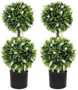 HOMCOM Set 2 plante artificiale, rezistente la UV, în ghiveci cu flori, 70 cm plantă de interior pentru sufragerie, grădină | Aosom Romania