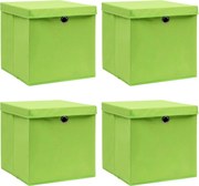 vidaXL Cutii depozitare cu capace 4 buc. verde, 32x32x32 cm, textil