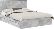 vidaXL Pat cu storage Gri din beton 150 x 200 cm Lemn compozit