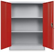 Dulap metalic universal mediu, 90 x 40 x 120 cm, încuietoare cu cilindru, roșu - ral 3000