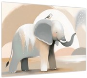 Tablou pe sticlă - Elefant în culori pastel (70x50 cm)