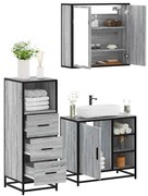 vidaXL Set mobilier de baie, 3 piese, gri sonoma, lemn prelucrat