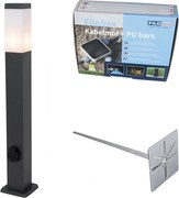 Lampă de exterior gri închis cu țăruș de pământ și presetupe 80 cm Inclusiv priză IP44 - Malios