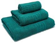 Set 3 prosoape de baie 70x130 cm, 50x90 cm, 30x50 cm, bumbac, verde smarald