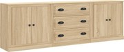 vidaXL Servante, 3 piese, stejar sonoma, lemn prelucrat