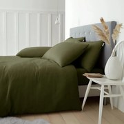 Lenjerie de pat kaki din flanelă pentru pat dublu 200x200 cm Brushed – Catherine Lansfield