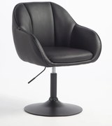 HR2055N Scaun Neagră din Piele Ecologica cu Bază Neagră