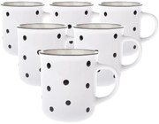 Set de 6 căni din ceramică cu buline negre, 350 ml