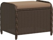 vidaXL Taburet de grădină cu pernă, maro, 58x46x46 cm, poliratan