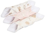 Set 3 lavete absorbante pentru bebelusi din frotir si bumbac 22x22 cm Kidizi Elefun Pink, prevazute cu agatatoare