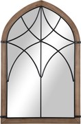 HOMCOM Oglindă de Perete cu Formă de Arc, Detalii Moderne și Cârlige, Oglindă din MDF și Sticlă, 60x93 cm, Maro și Negru | Aosom Romania