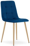 Scaun Bucatarie/Dining Jacob Albastru Catifea Picioare Metalice Finisaj Lemn